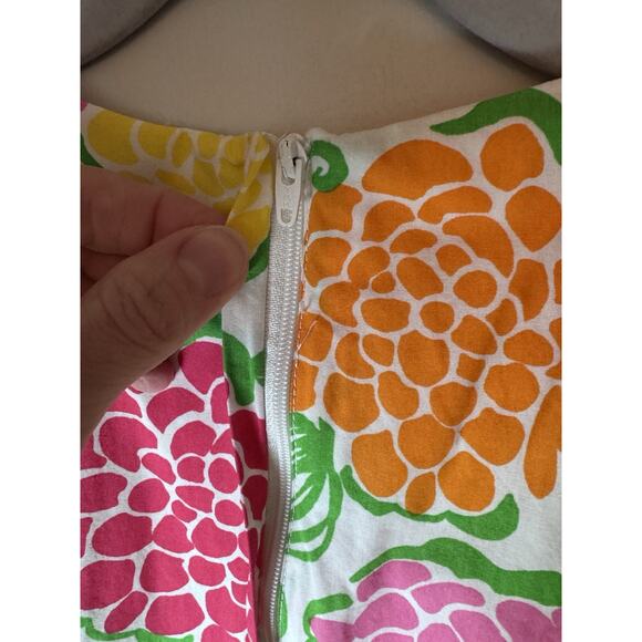 Lilly Pulitzer Girl's Sz 7 Shift Dress Rainbow Floral Zinnia Hydrangea Retro - Picture 8 of 9